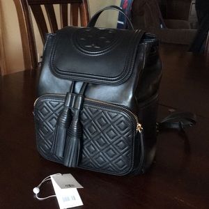Tory Burch Fleming black leather backpack